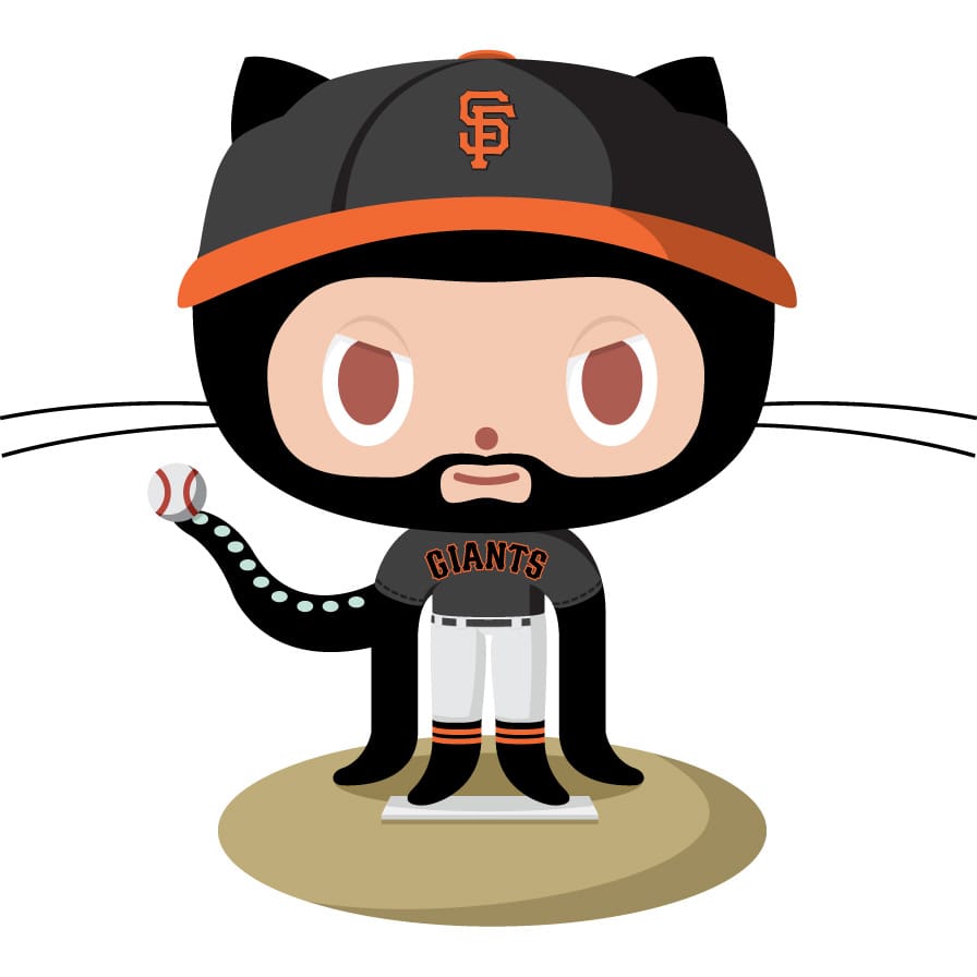 octocat dressed as a San Francisco Giants